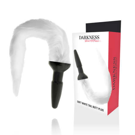 DARKNESS - PLUG ANAL SILICONA CON COLA BLANCA DARKNESS ANAL