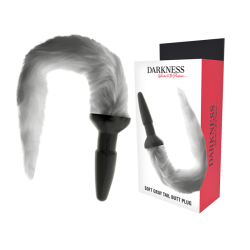 DARKNESS - PLUG ANAL SILICONA CON COLA GRIS DARKNESS ANAL