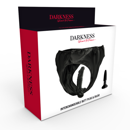 DARKNESS - PANTIES CON PLUG Y DILDO INTERCAMBIABLE DARKNESS SENSATIONS