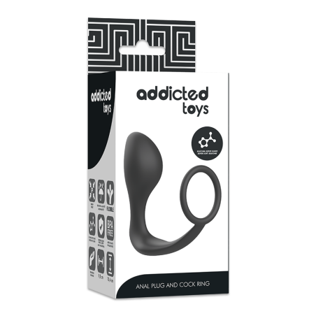 ADDICTED TOYS - PLUG ANAL CON ANILLO SILICONA NEGRO ADDICTED TOYS