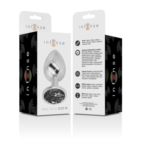 INTENSE - PLUG ANAL METAL ALUMINIO CON CRISTAL NEGRO TALLA M INTENSE ANAL TOYS