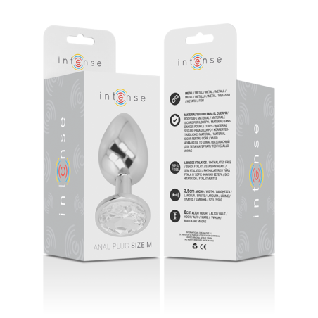 INTENSE - PLUG ANAL METAL ALUMINIO CON CRISTAL PLATA TALLA M INTENSE ANAL TOYS
