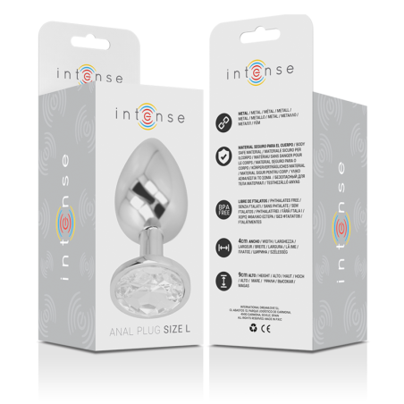 INTENSE - PLUG ANAL METAL ALUMINIO CON CRISTAL PLATA TALLA L INTENSE ANAL TOYS