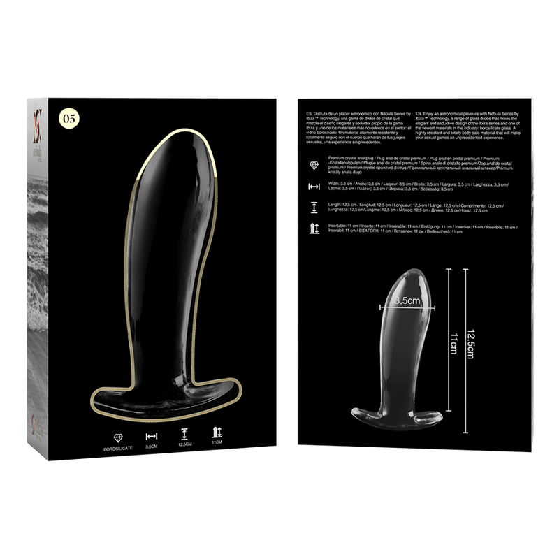 NEBULA SERIES BY IBIZA - MODELO 5 PLUG CRISTAL TRANSPARENTE 12.5 CM -O- 3.5 CM 