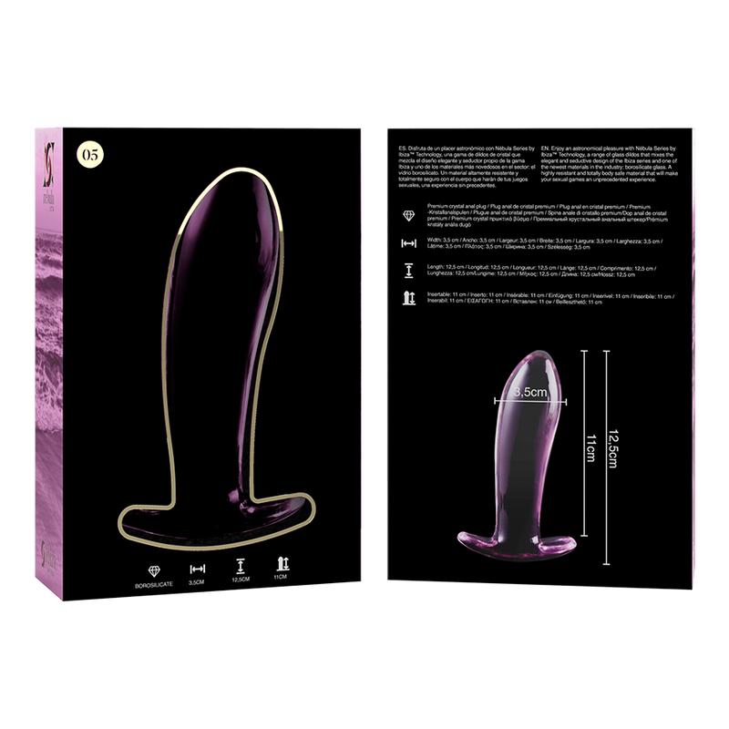 NEBULA SERIES BY IBIZA - MODELO 5 PLUG CRISTAL ROSA 12.5 CM -O- 3.5 CM 
