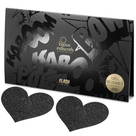 BIJOUX - INDISCRETS PEZONERAS FLASH CORAZÓN NEGRO BIJOUX FLASH COLLECTION