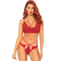 LEG AVENUE - SET 2 PIEZAS CON TANGA DOBLE TIRANTA M/L ROJO LEG AVENUE SETS