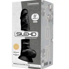 SILEXD - MODELO 1 PENE REALÍSTICO SILICONA PREMIUM SILEXPAN NEGRO 20 CM 2