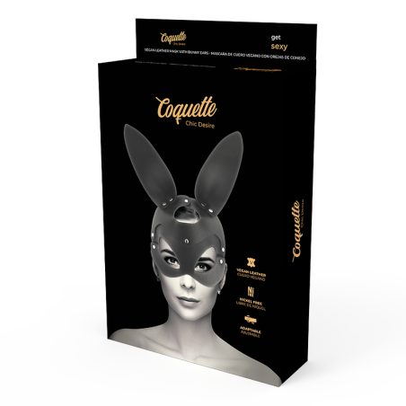 COQUETTE CHIC DESIRE - MÁSCARA CUERO VEGANO CON OREJAS DE CONEJO 