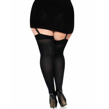 LEG AVENUE - MEDIAS ALTAS CON LACITO NEGRO TALLA GRANDE LEG AVENUE HOSIERY