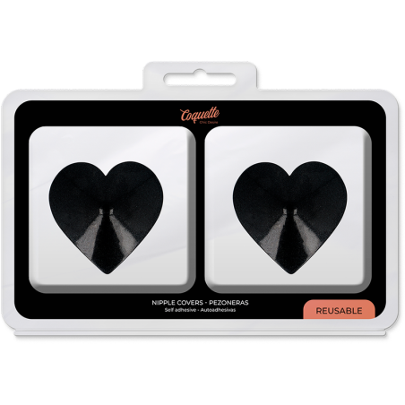 COQUETTE CHIC DESIRE - CUBRE PEZONES METAL CORAZONES NEGROS COQUETTE ACCESSORIES