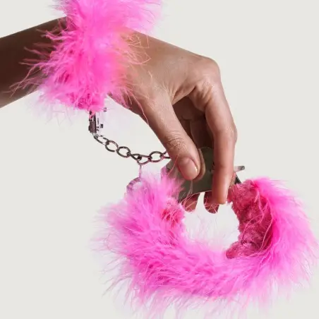 Esposas Metal con Plumas Rosa - Forro Suave | Adrien Lastic