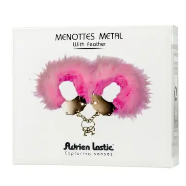 Esposas Metal con Plumas Rosa - Forro Suave | Adrien Lastic