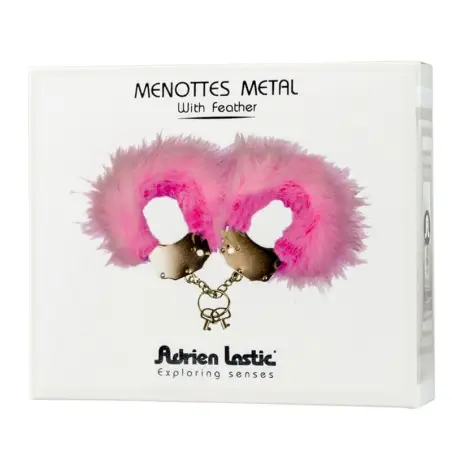Esposas Metal con Plumas Rosa - Forro Suave | Adrien Lastic