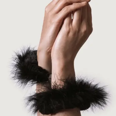 Esposas Metal con Plumas Negro - Forro Suave | Adrien Lastic
