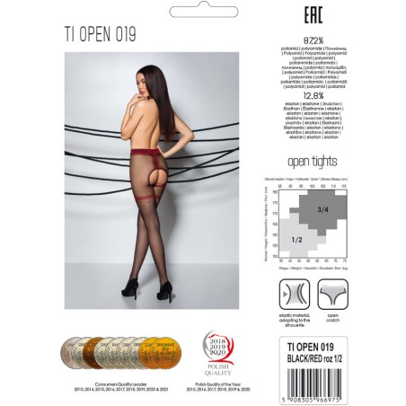 PASSION - TIOPEN 019 MEDIAS NEGRO/ROJO 1/2 20 DEN PASSION WOMAN GARTER & STOCK