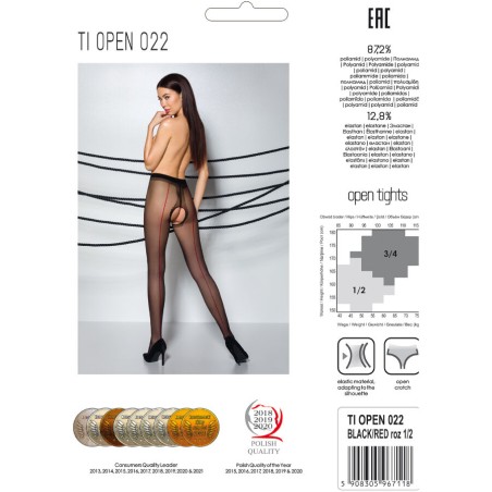 PASSION - TIOPEN 022 MEDIAS NEGRO/ROJO 3/4 20 DEN PASSION WOMAN GARTER & STOCK