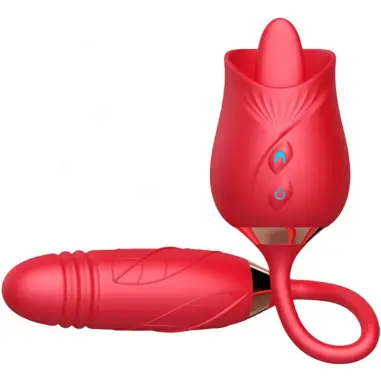 Delight Flower Vibrador & Thrusting con Lengua Rojo | Armony