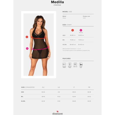 OBSESSIVE - MEDILLA CHEMISE & TANGA M/L OBSESSIVE CHEMISE