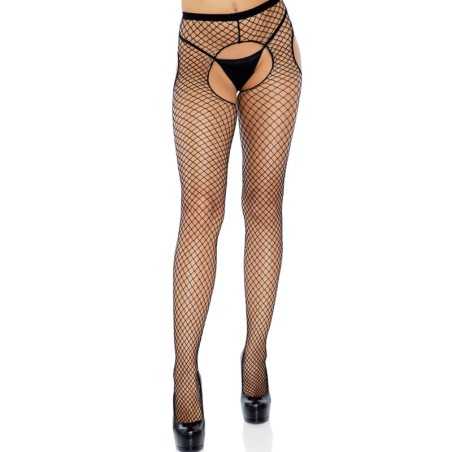 LEG AVENUE - MEDIAS DE RED CROTCHLESS NEGRO LEG AVENUE HOSIERY