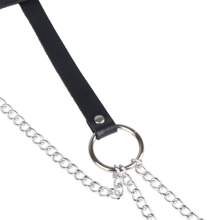 SUBBLIME - CINTURON DE CADENAS ANILLAS CUERO NEGRO TALLA ÚNICA SUBBLIME FETISH