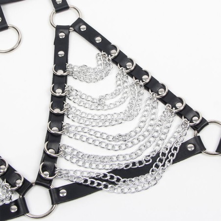 SUBBLIME - ARNÉS SUJETADOR Y COLLAR CON CADENAS TALLA ÚNICA SUBBLIME FETISH