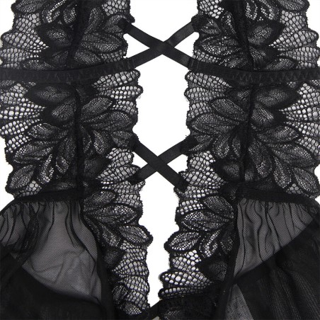 SUBBLIME - TEDDY CUELLO HALTER ESPALDA DESCUBIERTA ENCAJE NEGRO S/M SUBBLIME BODIES