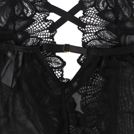 SUBBLIME - TEDDY CUELLO HALTER ESPALDA DESCUBIERTA ENCAJE NEGRO S/M SUBBLIME BODIES
