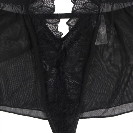 SUBBLIME - TEDDY CUELLO HALTER ESPALDA DESCUBIERTA ENCAJE NEGRO S/M SUBBLIME BODIES