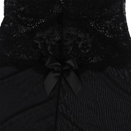 SUBBLIME - BABYDOLL TELA DE TUL DETALLE ENCAJE Y FLOR NEGRO S/M SUBBLIME BABYDOLLS