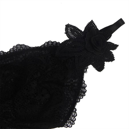 SUBBLIME - BABYDOLL TELA DE TUL DETALLE ENCAJE Y FLOR NEGRO L/XL SUBBLIME BABYDOLLS