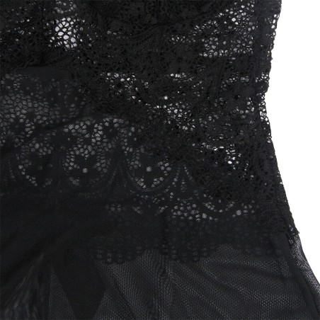 SUBBLIME - BABYDOLL TELA DE TUL DETALLE ENCAJE Y FLOR NEGRO L/XL SUBBLIME BABYDOLLS