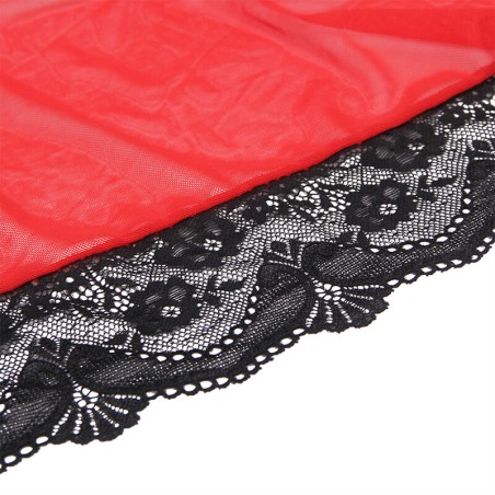 SUBBLIME - BATA TELA TRANSPARENTE DETALLE ENCAJE ROJO S/M SUBBLIME BABYDOLLS