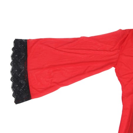 SUBBLIME - BATA TELA TRANSPARENTE DETALLE ENCAJE ROJO L/XL SUBBLIME BABYDOLLS