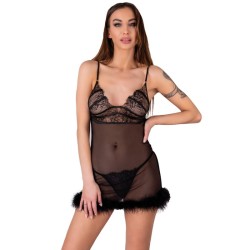 LIVCO CORSETTI FASHION - ZERUNAM SET BABYDOLL + TANGA NEGRO S/M LIVCO CORSETTI SETS
