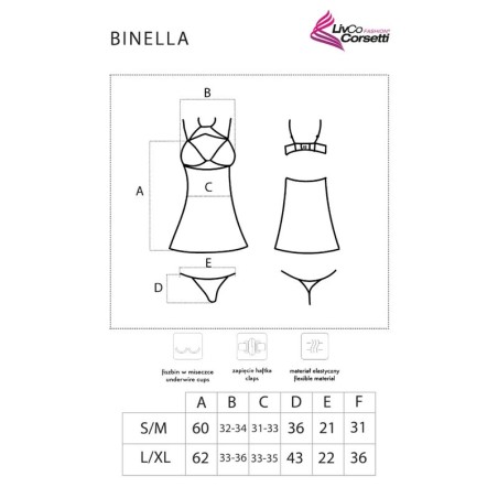 LIVCO CORSETTI FASHION - BINELLA SET BABYDOLL + TANGA NEGRO S/M LIVCO CORSETTI SETS