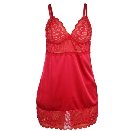 SUBBLIME - BABYDOLL SATINADO CON ENCAJE ROJO S/M SUBBLIME BABYDOLLS