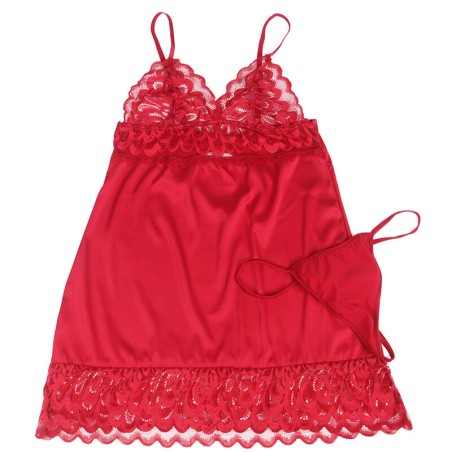 SUBBLIME - BABYDOLL SATINADO CON ENCAJE ROJO S/M SUBBLIME BABYDOLLS