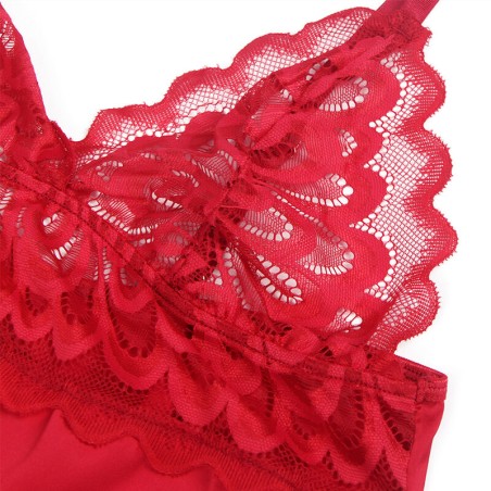 SUBBLIME - BABYDOLL SATINADO CON ENCAJE ROJO S/M SUBBLIME BABYDOLLS