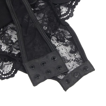 SUBBLIME - TEDDY CON LIGA DETALLE ENCAJES Y TIRAS NEGRO S/M SUBBLIME BODIES