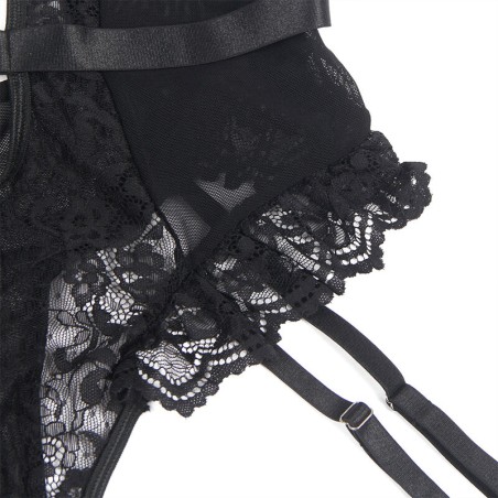 SUBBLIME - TEDDY CON LIGA DETALLE ENCAJES Y TIRAS NEGRO S/M SUBBLIME BODIES