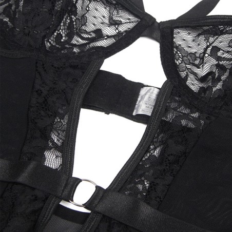SUBBLIME - TEDDY CON LIGA DETALLE ENCAJES Y TIRAS NEGRO S/M SUBBLIME BODIES