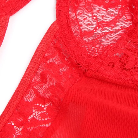 SUBBLIME - TEDDY CON LIGA DETALLE ENCAJE Y TIRAS ROJO S/M SUBBLIME BODIES