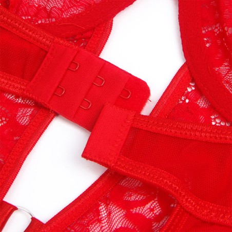 SUBBLIME - TEDDY CON LIGA DETALLE ENCAJE Y TIRAS ROJO S/M SUBBLIME BODIES