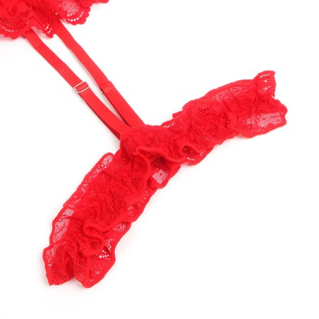 SUBBLIME - TEDDY CON LIGA DETALLE ENCAJE Y TIRAS ROJO S/M SUBBLIME BODIES
