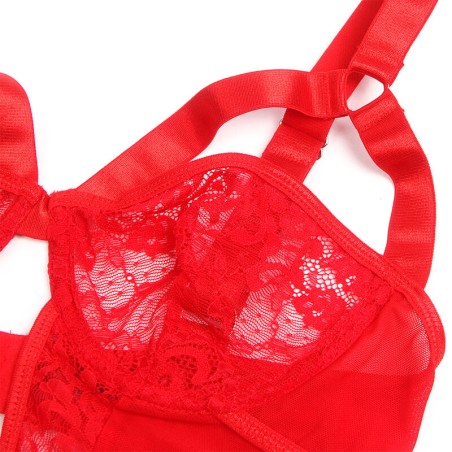 SUBBLIME - TEDDY CON LIGA DETALLE ENCAJE Y TIRAS ROJO L/XL SUBBLIME BODIES