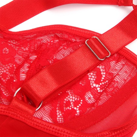 SUBBLIME - TEDDY CON LIGA DETALLE ENCAJE Y TIRAS ROJO L/XL SUBBLIME BODIES