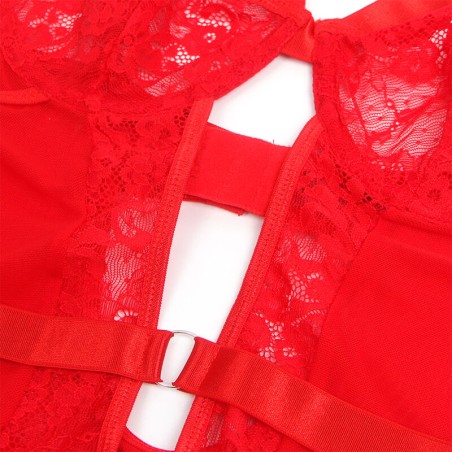 SUBBLIME - TEDDY CON LIGA DETALLE ENCAJE Y TIRAS ROJO L/XL SUBBLIME BODIES