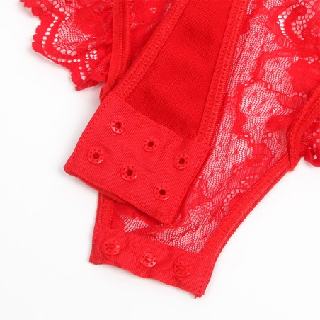 SUBBLIME - TEDDY CON LIGA DETALLE ENCAJE Y TIRAS ROJO L/XL SUBBLIME BODIES