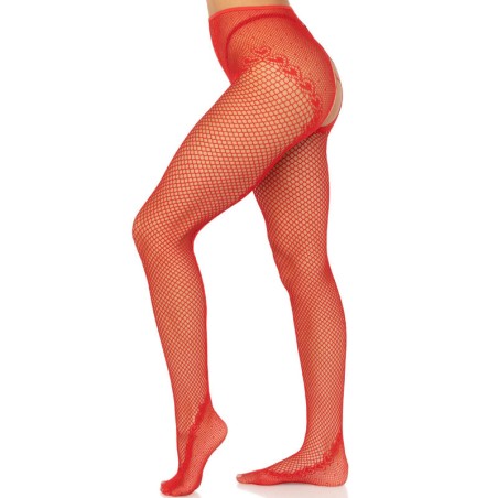 LEG AVENUE - MEDIAS REJILLA SIN ENTREPIERNA ROJO LEG AVENUE HOSIERY